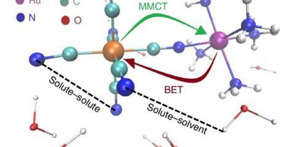 Model system of the solvated cyanide-bridged mixed-valence bi-metallic charge-transfer complex